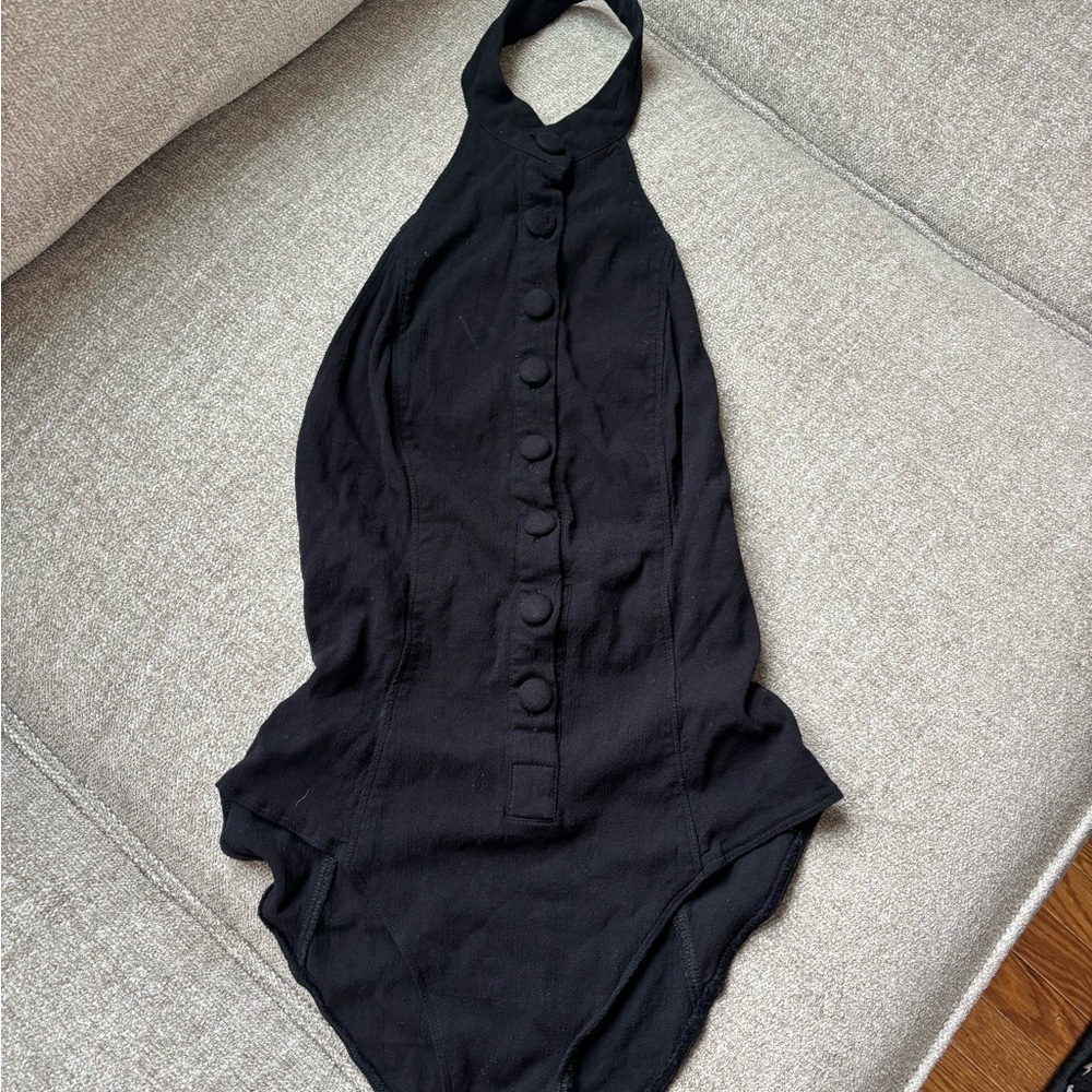 Elegant Black Halter Neck Bodysuit